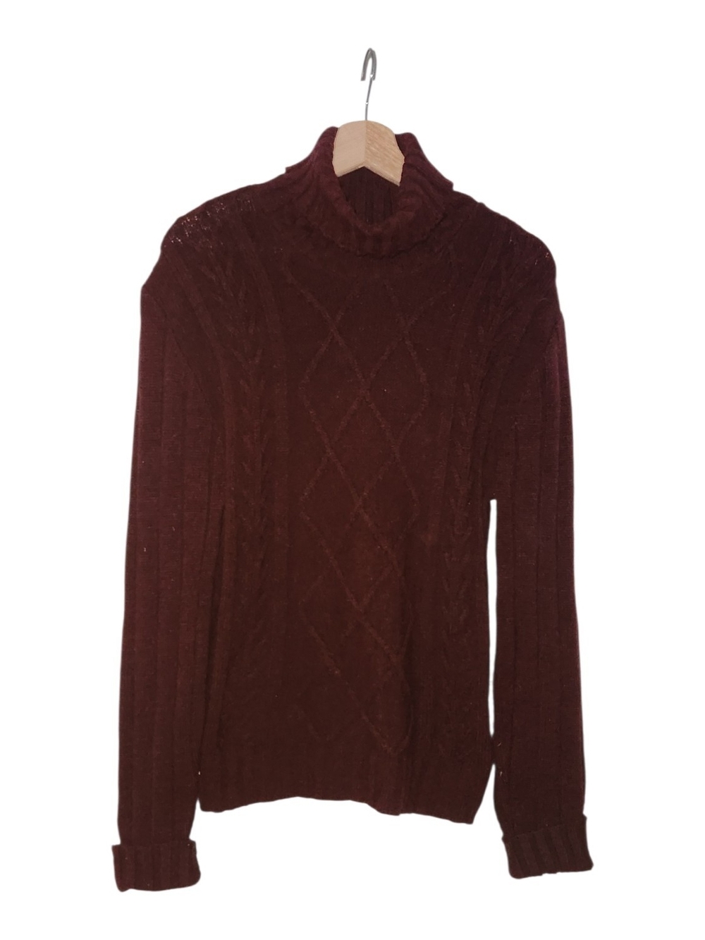 Vintage Colter Bay Burgundy Cable Knit Turtleneck Sweater Made in USA Small